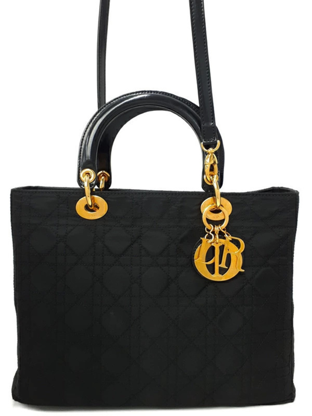 Christian Dior Cannage Quilted Lady Dior Bag Black